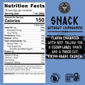 A nutrition label for Norse Roots chips that are 150 calories for a 1oz serving, listed on a bright blue highlight chart that reads "Snack without compromise | flavor-enhanced with beef tallow for a clean label snack and a thick-cut viking-grade crunch.