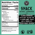 A nutrition facts label for Norse Roots Viking Plunder beef tallow tortilla chips that are 150 calories for a 1oz serving, listed on a turquoise highlight chart that reads "Snack without compromise | flavor-enhanced with beef tallow for a clean label snack and a thick-cut viking-grade crunch.