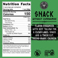 A nutrition label for Norse Roots rosemary steak flavored chips that are 150 calories for a 1oz serving, listed on a green highlight chart that reads "Snack without compromise | flavor-enhanced with beef tallow for a clean label snack and a thick-cut viking-grade crunch."