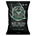 Norse Roots beef tallow potato chips in a black bag with Valhalla Feast rosemary steak flavor