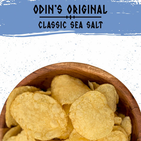 A bowl of savory, crunchy, Norse Roots beef tallow sea salt chips