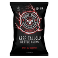 Norse Roots beef tallow potato chips in a black bag with Berzerker spicy all-seasoned flavor
