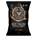Norse Roots beef tallow potato chips in a black bag with Smoky Mischief honey barbeque flavor