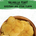 A bowl of savory, crunchy, Norse Roots Valhalla Feast beef tallow potato chips that have a rosemary and steak flavor.